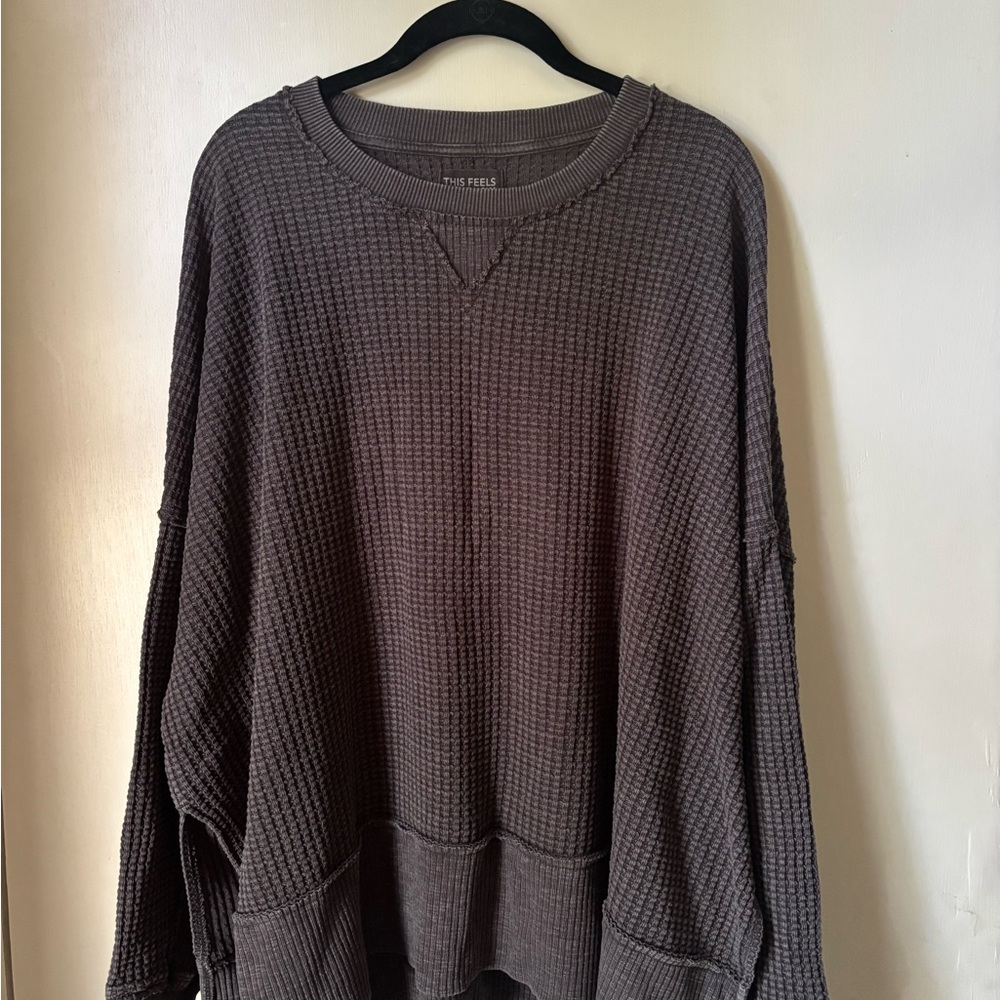 American Eagle Outfitters Gray Ribbed Sweater - Picture 2 of 4